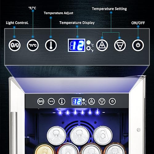 Miniatura 5 de Refrigerador de bebidas, mini refrigerador de 15 pulgadas que se puede integrar e independiente, capacidad de 120 latas con memoria de temperatura
