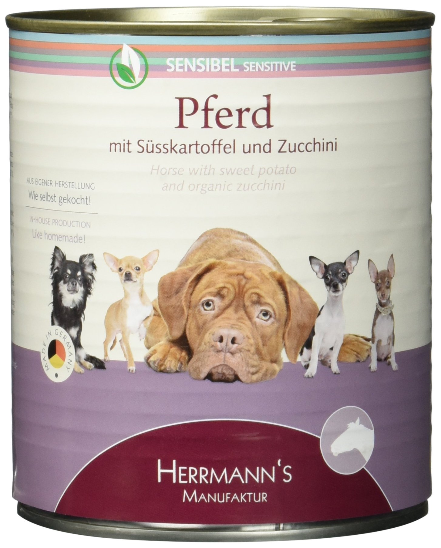 Herrmann Dose Sensibel Pferd Süsskartoffel, Zucchini und Borretschöl, 6 x 800 g