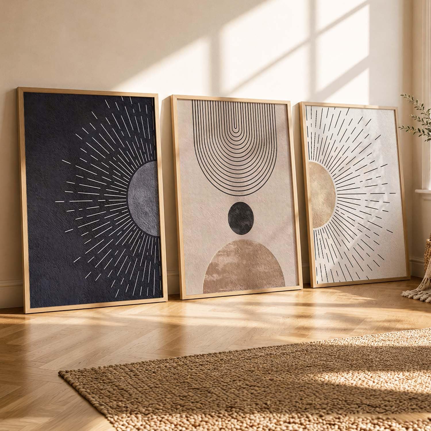 BOHO Wall Art Set - 3 Minimalist Frames -28 BOHO Wall Art Set - 3 Minimalist Frames -28
