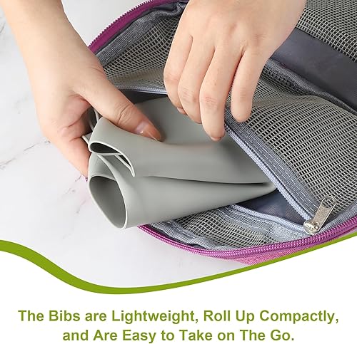 Miniatura 6 de Accmor Silicone Baby Bibs, Waterproof Soft Bibs for Baby Girls Boys Feeding Eating, Silicone Baby Bibs with Large Pocket