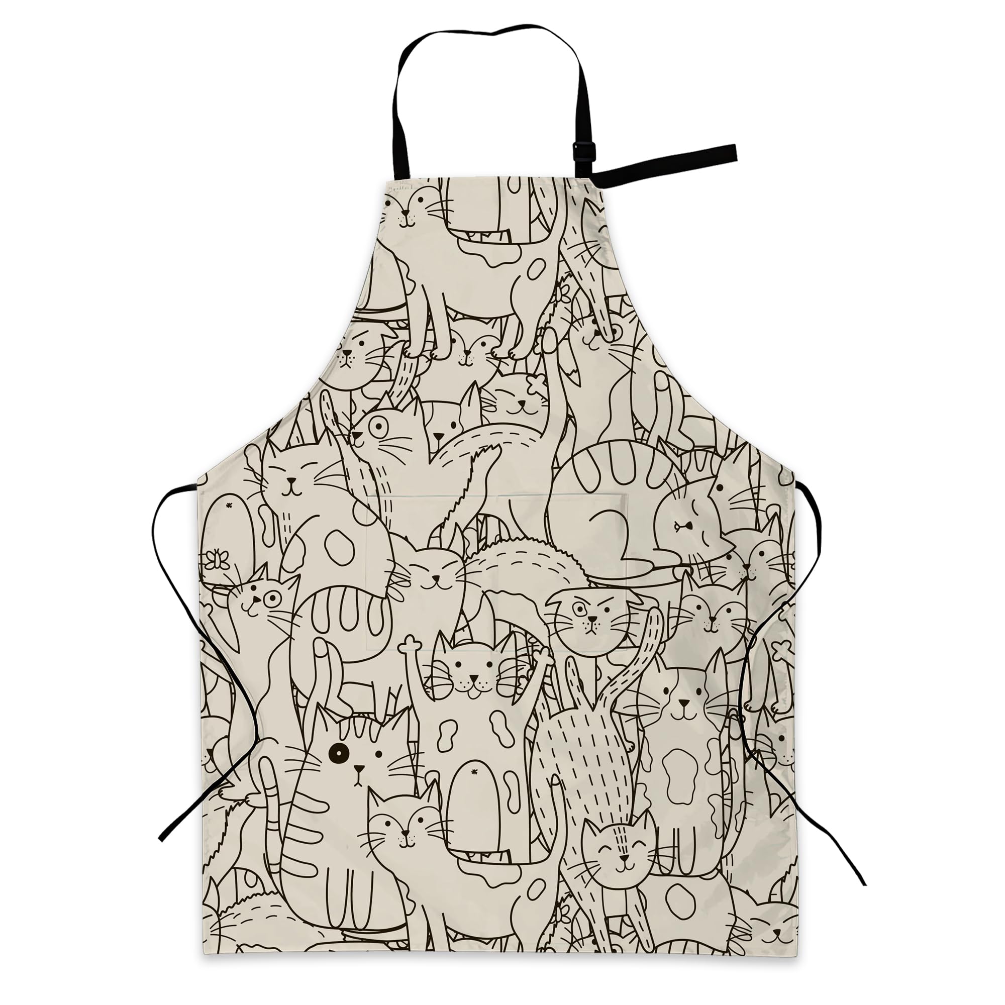 Bilangce Unisex Cat Apron Adjustable Bib Apron With Pockets Cooking Kitchen Chef Women Men Aprons For Home Kitchen, Restaurant,Coffee House,Shop,Garden