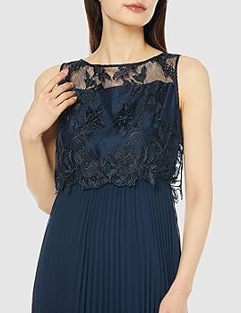 ドリードール　パーティードレス　ネイビー デコルテレースペンシルドレス 結婚式お呼ばれワンピース