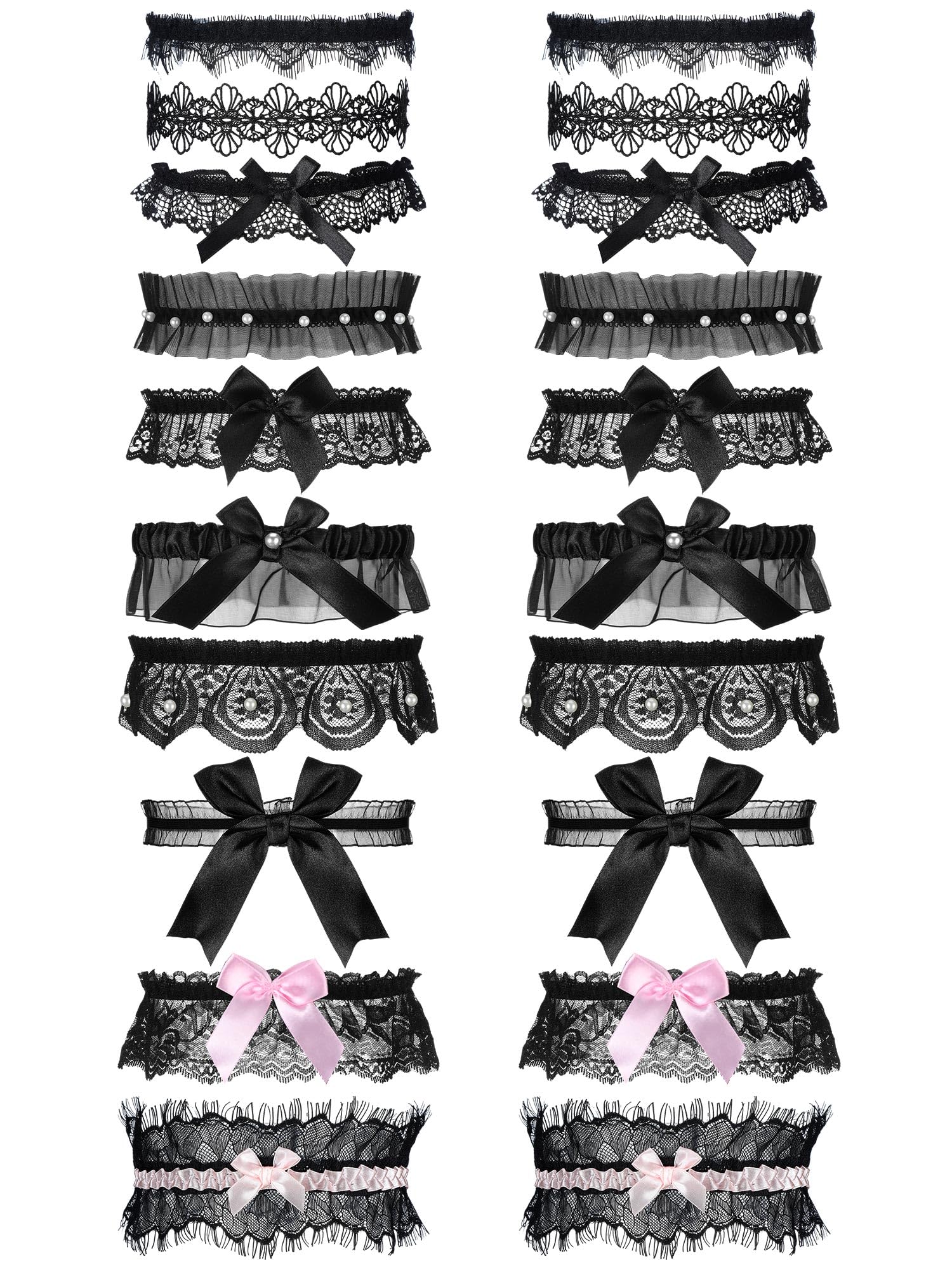 Boao 20 Pcs Lace Garter Women, Wedding Leg Garter Thigh