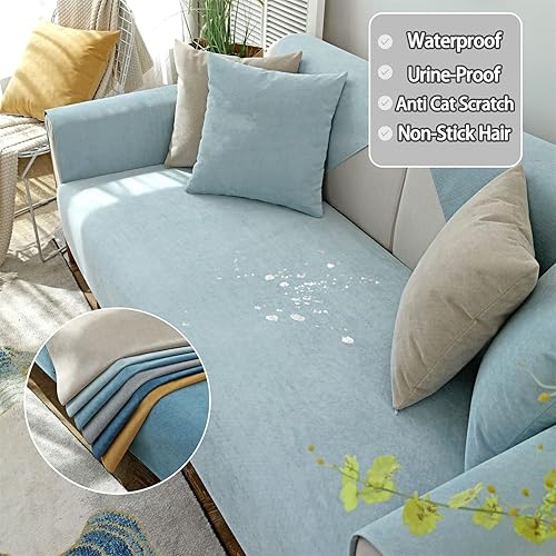 Miniatura 4 de Funda impermeable para sofá, a prueba de orina, antiarañazos y gatos, antideslizante, antiadhesivo, protector de muebles suave y lavable para sala