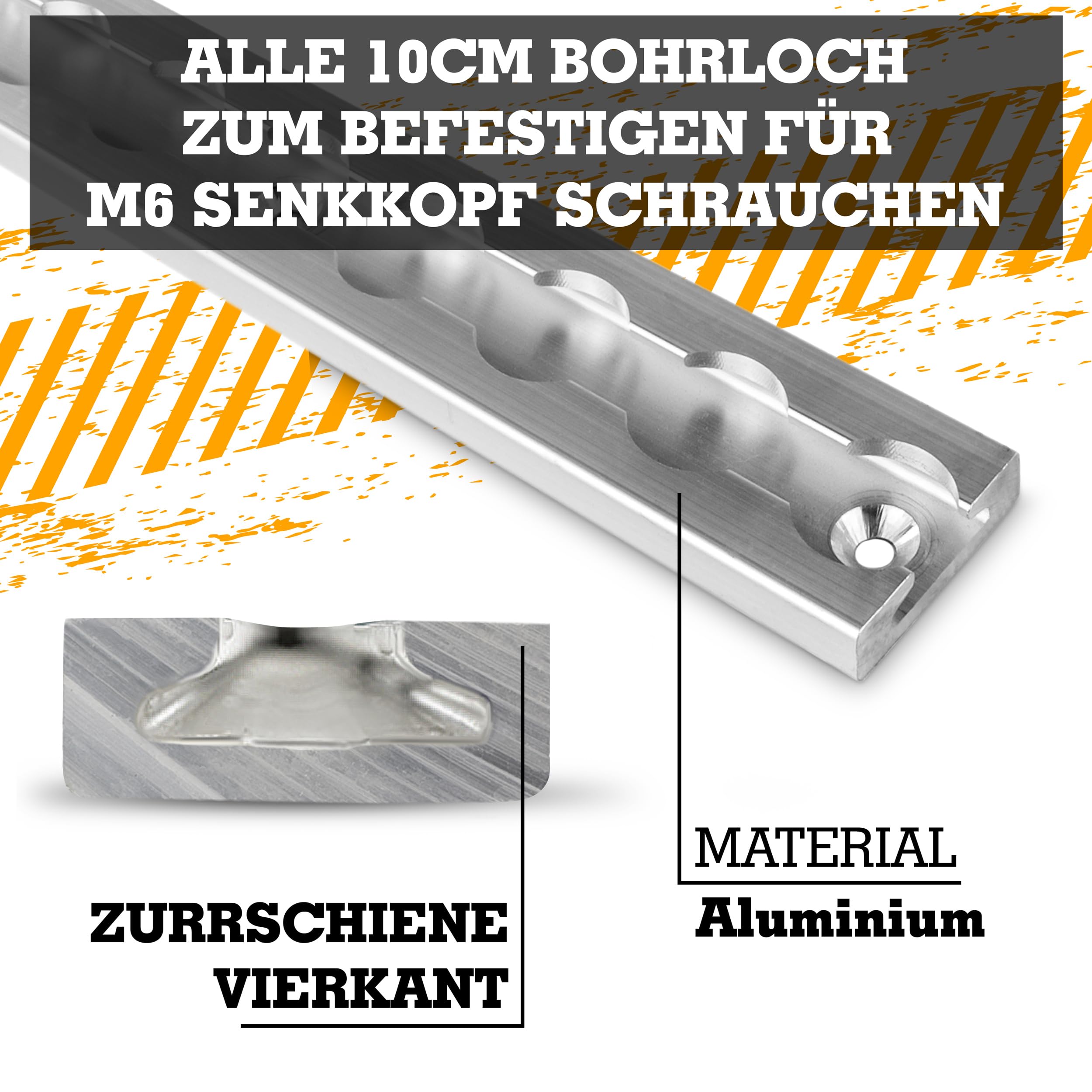 Safetytex Airlineschiene Set 8x1m Single Fitting Endkappen eckig | Starterset mit Zurrschienen Zubehör, 20 Fittings und 16 Kappen für sichere Ladungssicherung im Transportbereich