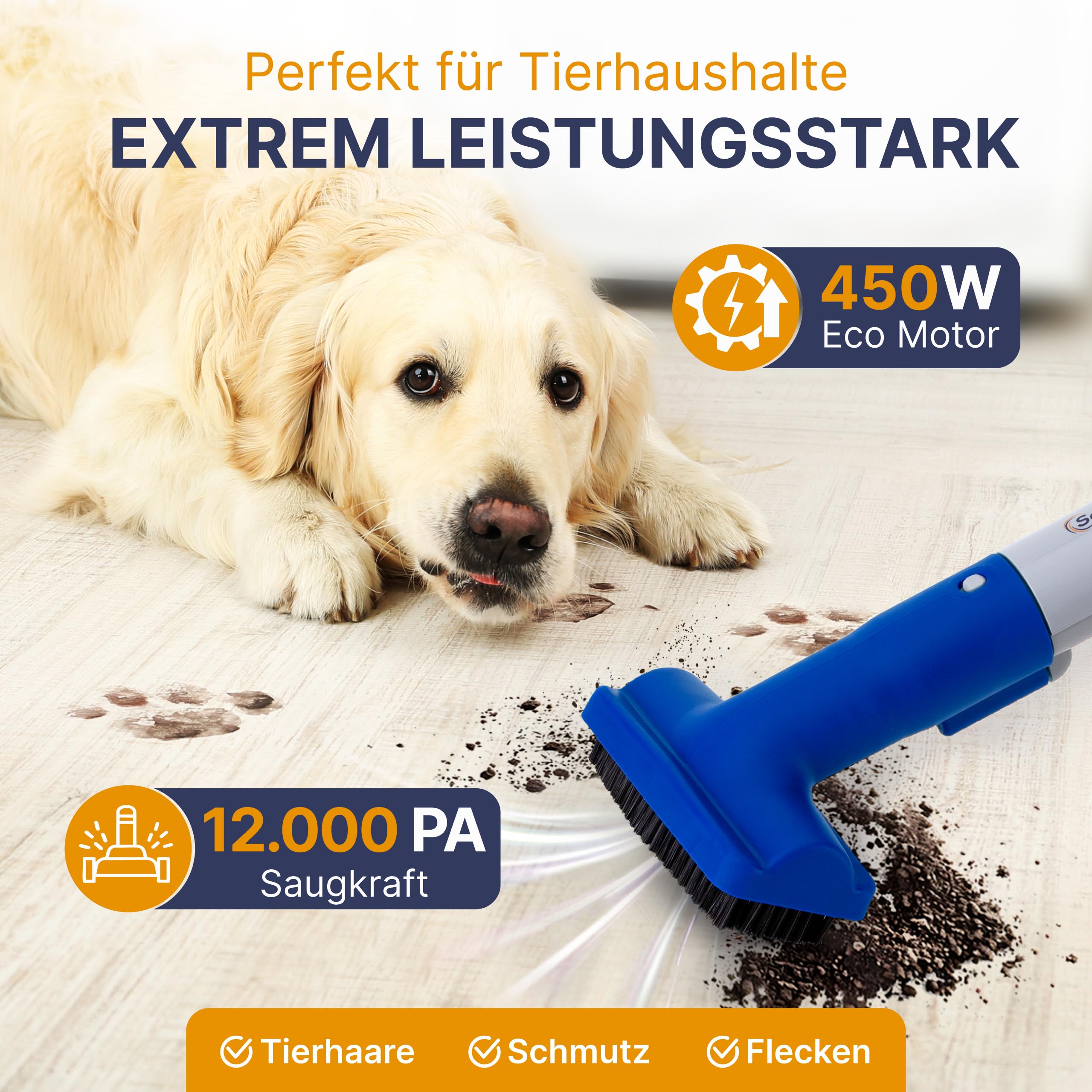 SOMMERTAL MultiCleaner WS450 5in1 Gerät für Teppiche, Treppen, Polster, Sofa, Auto, Tiere, Flecken, Leistungsstarker 450w Motor, Waschsauger, mit Zubehör, Selbstreinigung