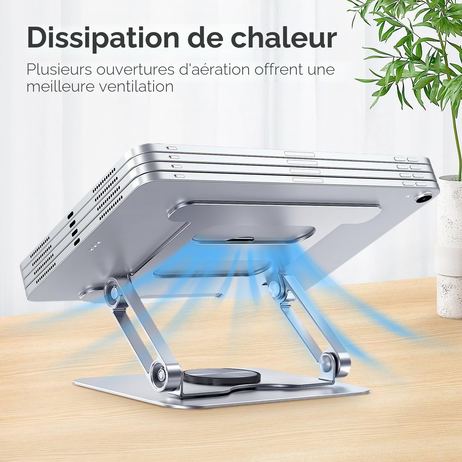 Support pour iPad, Support de Tablette Rotatif à 360°, Support de Moniteur Pliable en Aluminium pour Bureau Compatible avec iPad Pro 10.5, 11, 13, Air Mini 2 3 4 5 6, Samsung Tab(4-13")