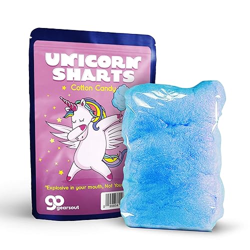 Gears Out Unicorn Sharts - Caramelo de algodón para adolescentes, algodón sin gluten, azul