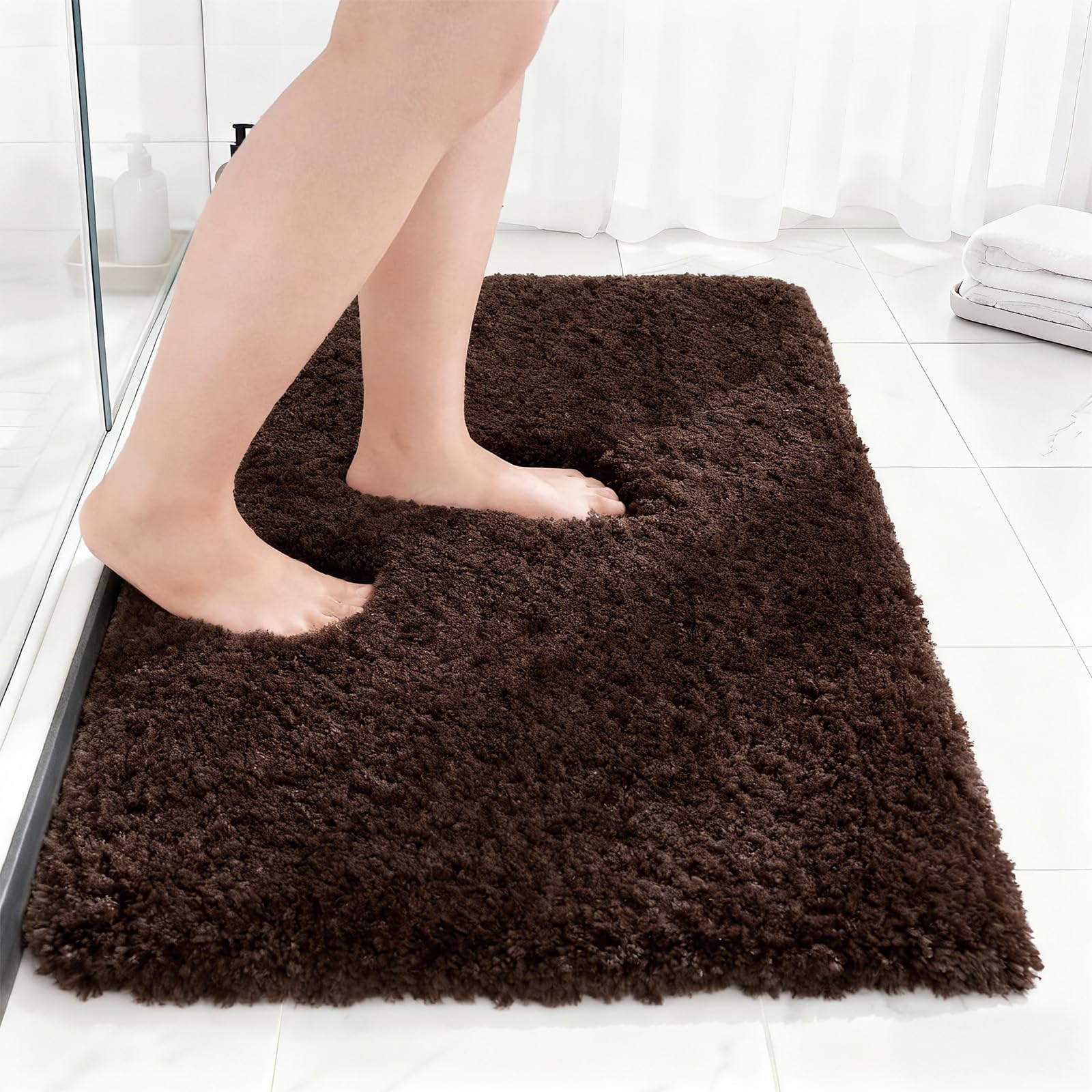 Tuocal Microfiber Thickened Bath Mat, Non Slip Super Absorbent Ultra Soft Bathroom Mat, Machine Washable Quick Dry Bath Rug Foot Mat For Bathroom, 40 x 60 cm