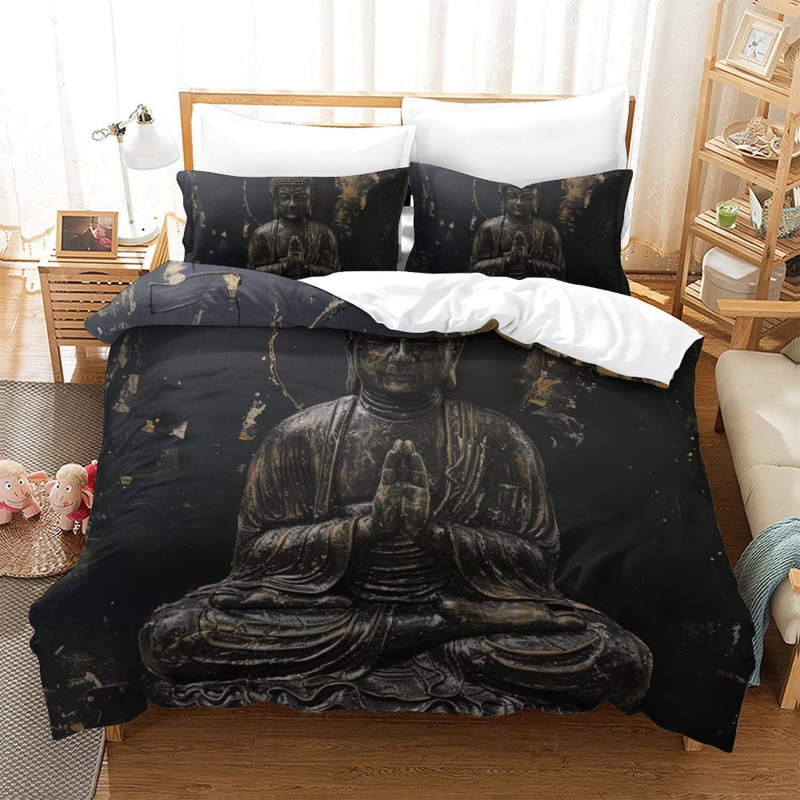 Housse de couette Bouddha 3D respirante pour créer une chambre zen et relaxante au quotidien