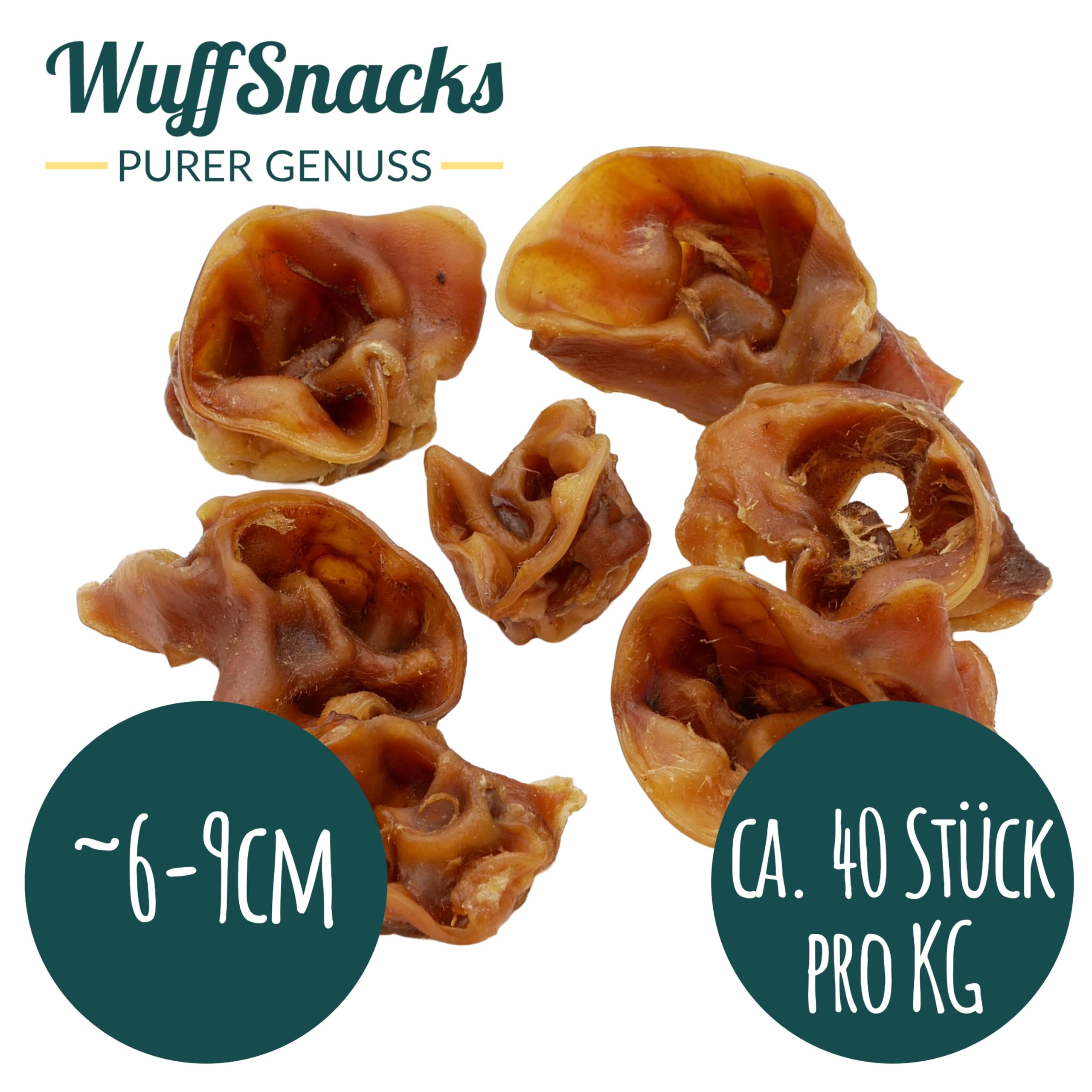 Conchas de cerdo secas para perros, 1 kg, 100% cerdo, masticables, comida para perros, barf, golosinas de Wuffsnacks