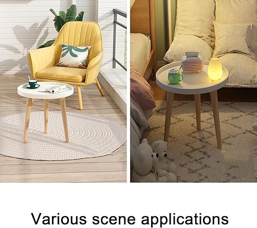 Miniatura 3 de Mesa auxiliar redonda, bandeja para mesita de noche, mesa auxiliar para sala de estar, dormitorio, espacios pequeños, patas de haya (color negro,
