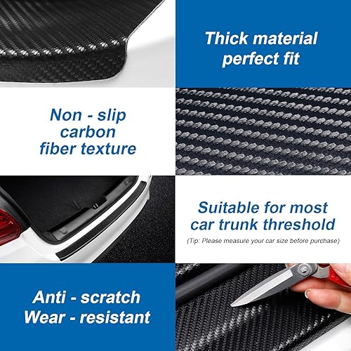 Miniatura 4 de Protector de parachoques trasero para SUVcamión, protector de maletero de piel de fibra de carbono, antiarañazos, 35.4 x 3.15 pulgadas, ajuste