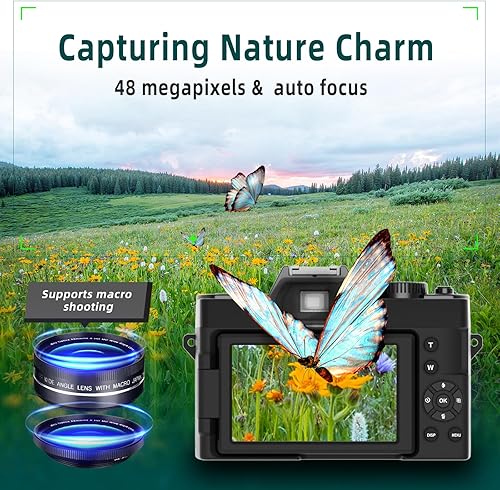 Miniatura 3 de Cámara digital para fotografía y video, cámara de vlogging 4K 48MP para YouTube con pantalla abatible de 180°, zoom digital 16X, gran angular de