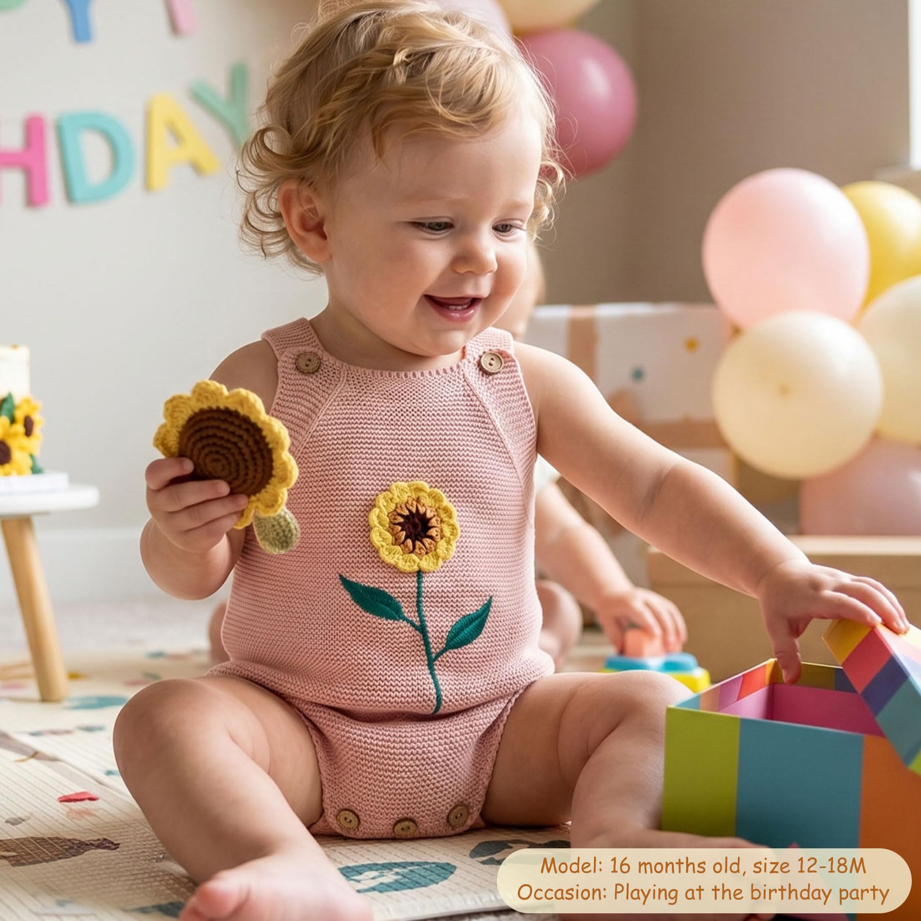 Simplee kids Dziewczynka Kint Pompony Romper bez rękawów Dziewczyna Kint ubrania 0-24 m, Dd-różowy, 3-6 miesi?cy