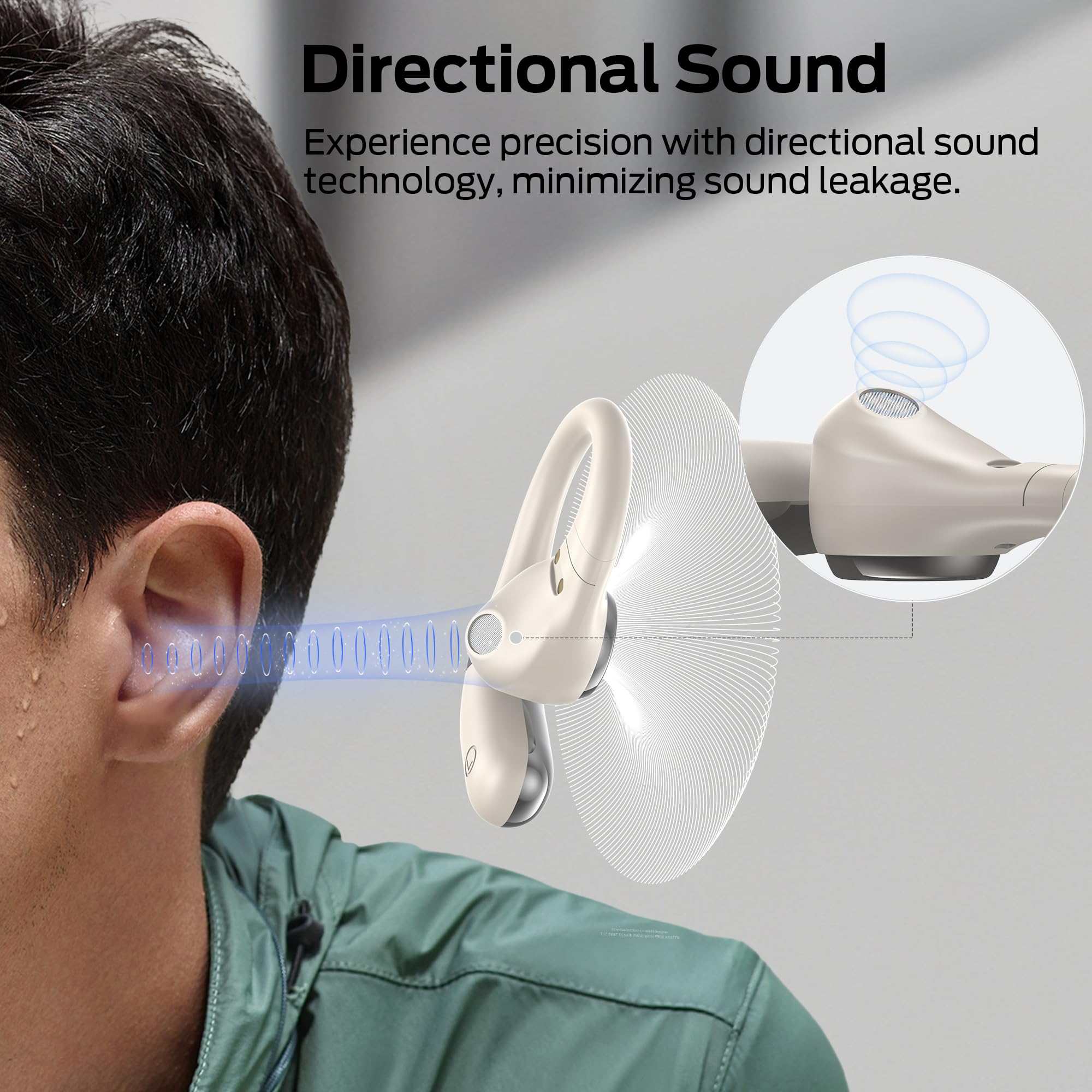 Monster Open Ear AC336 - Auricolari wireless Bluetooth 6.0 con clip stereo HiFi con chiamate chiare ENC, 21 ore di riproduzione, ricarica rapida, controllo touch, cuffie wireless impermeabili IPX6 per
