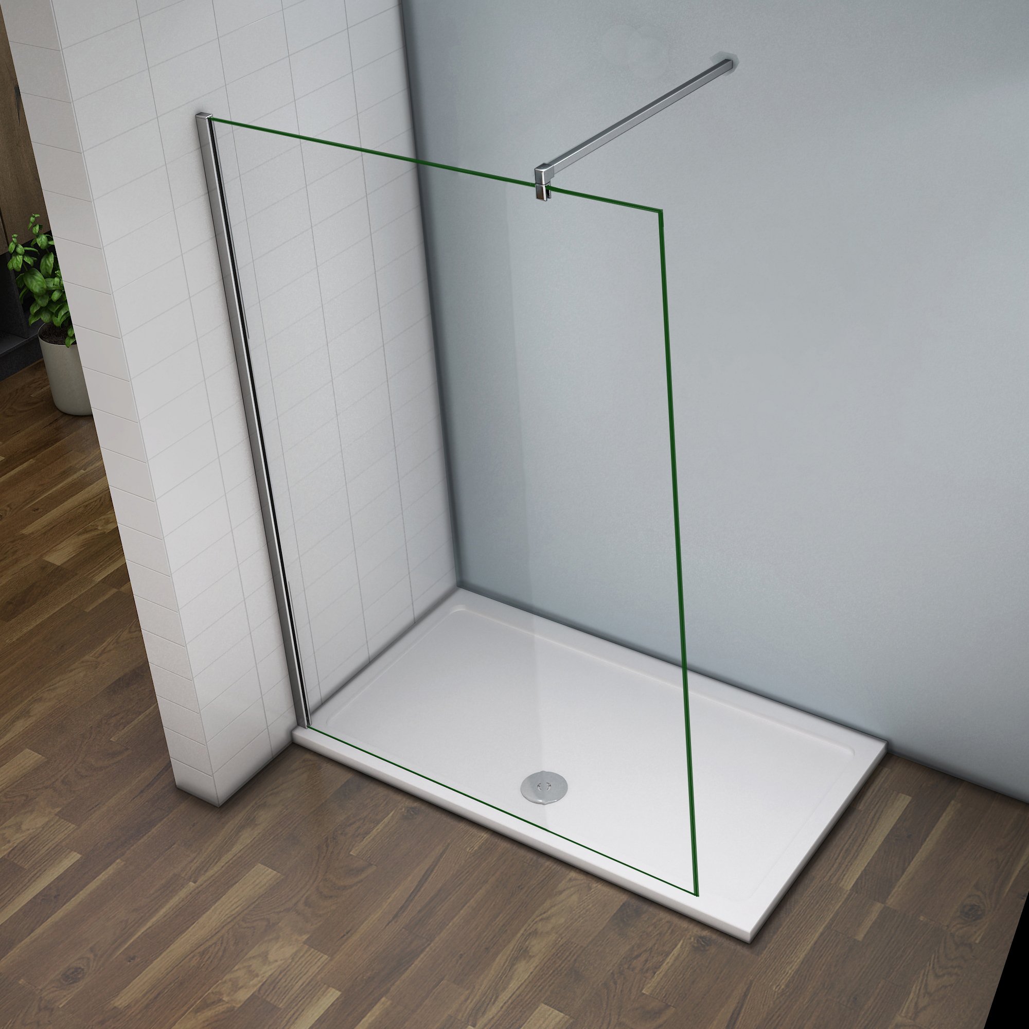 Paroi de douche 100x200cm verre anticalcaire cabine de douche à l'italienne avec barre de fixation 140 cm
