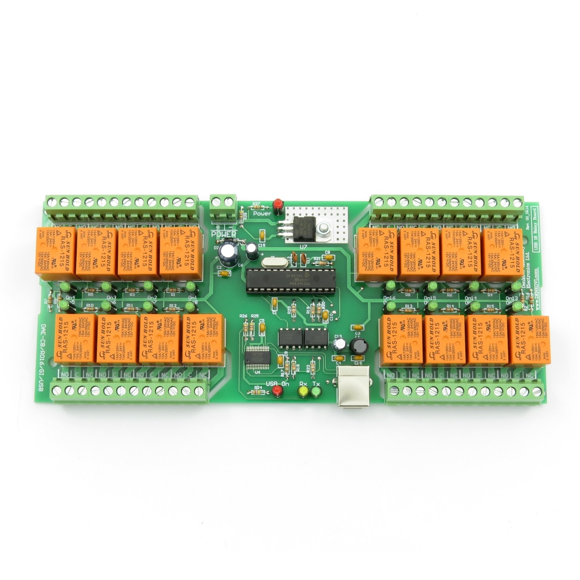 USB 16 Channel Relay Board for Automation - 12VDC