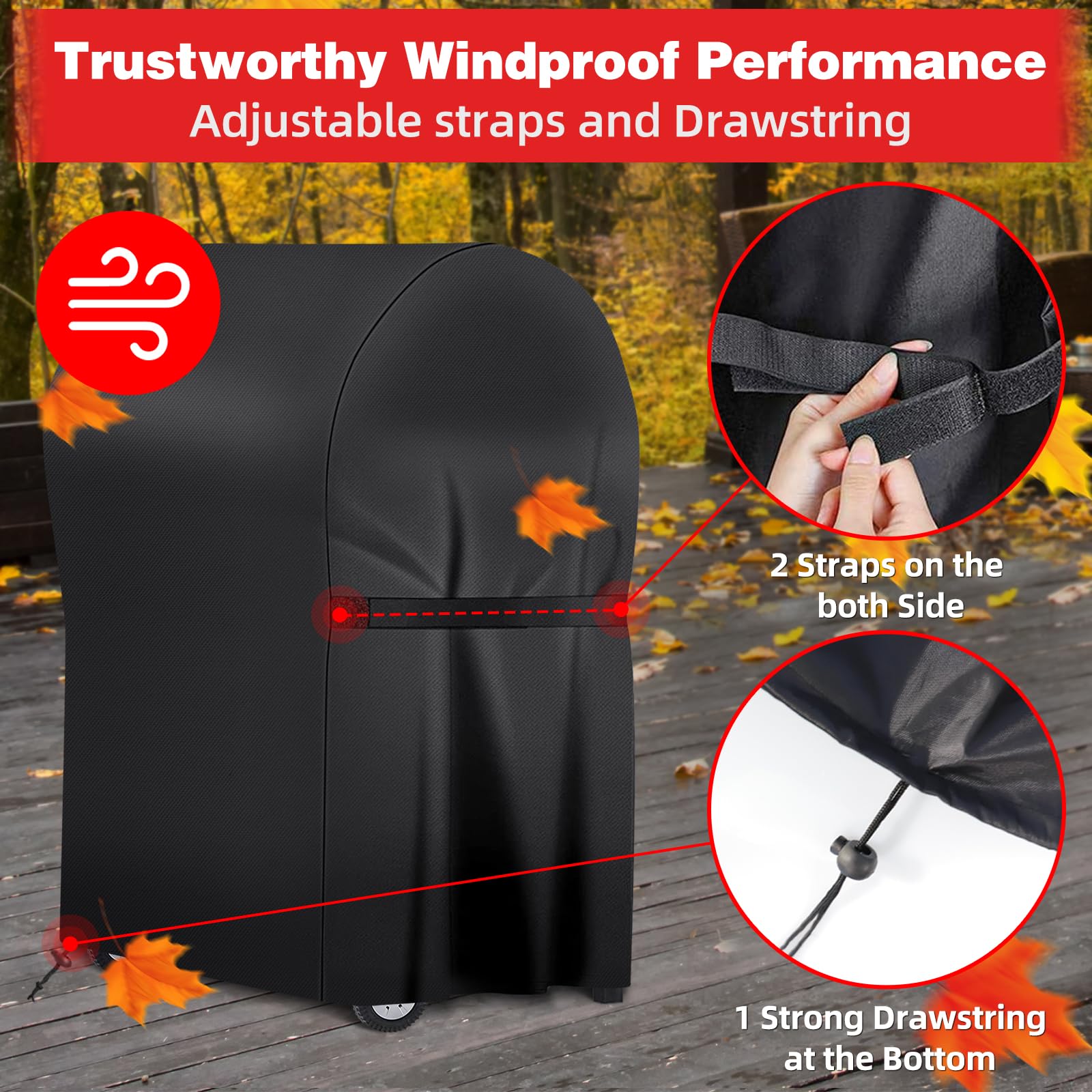 SPGOOD Copertura Barbecue Da Esterno, Resistente Alle Intemperie, 420D, in Tessuto Oxford, Impermeabile, Antipolvere Copertura per Barbecue Antistrappo,Universale 76x66x110 cm