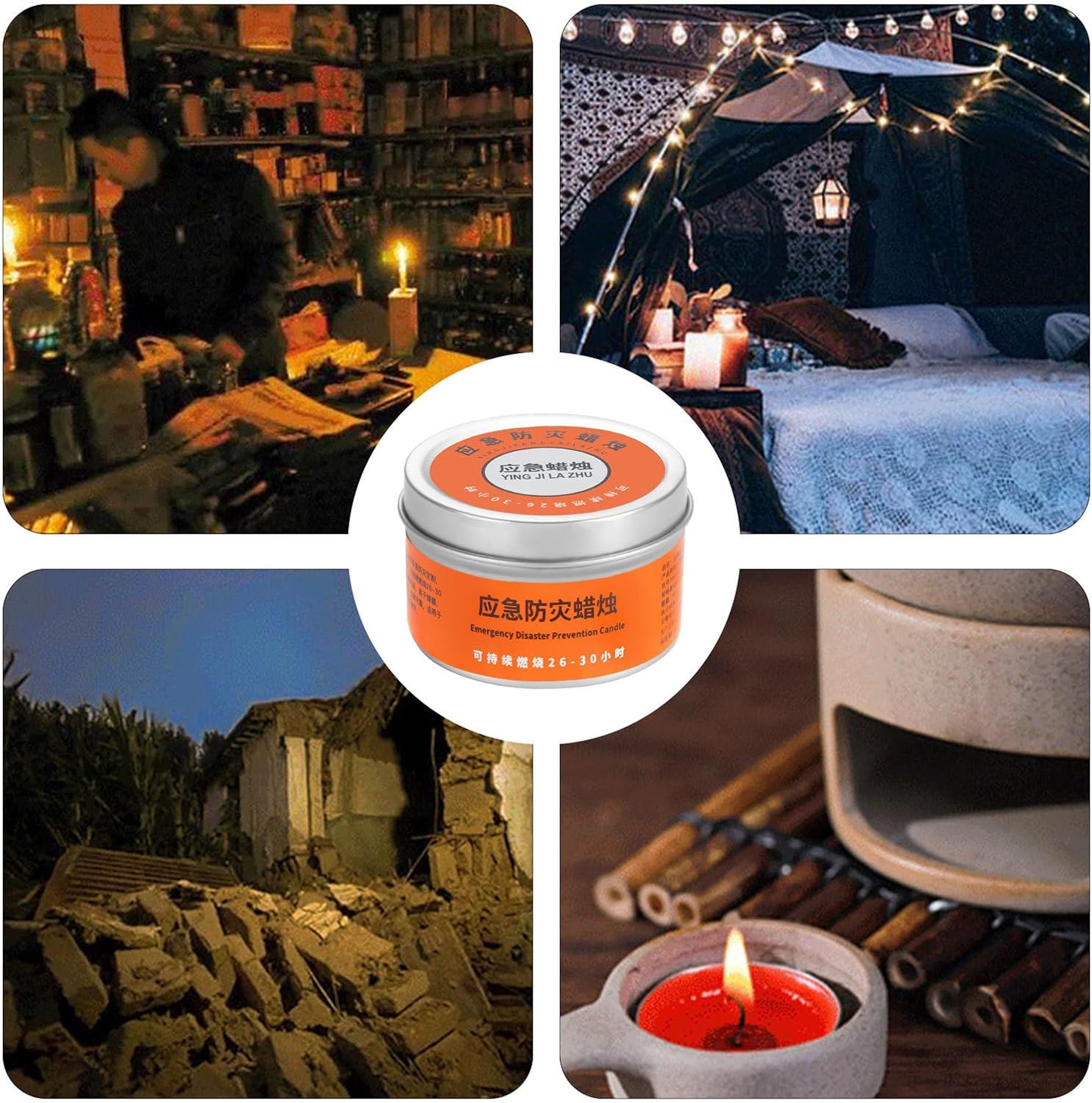 Long Burning Candles, Windproof with Iron Box - 26-30 Hours Burning Outdoor Candles | for Adventure Backpacking Hiking Power Failure Tent
