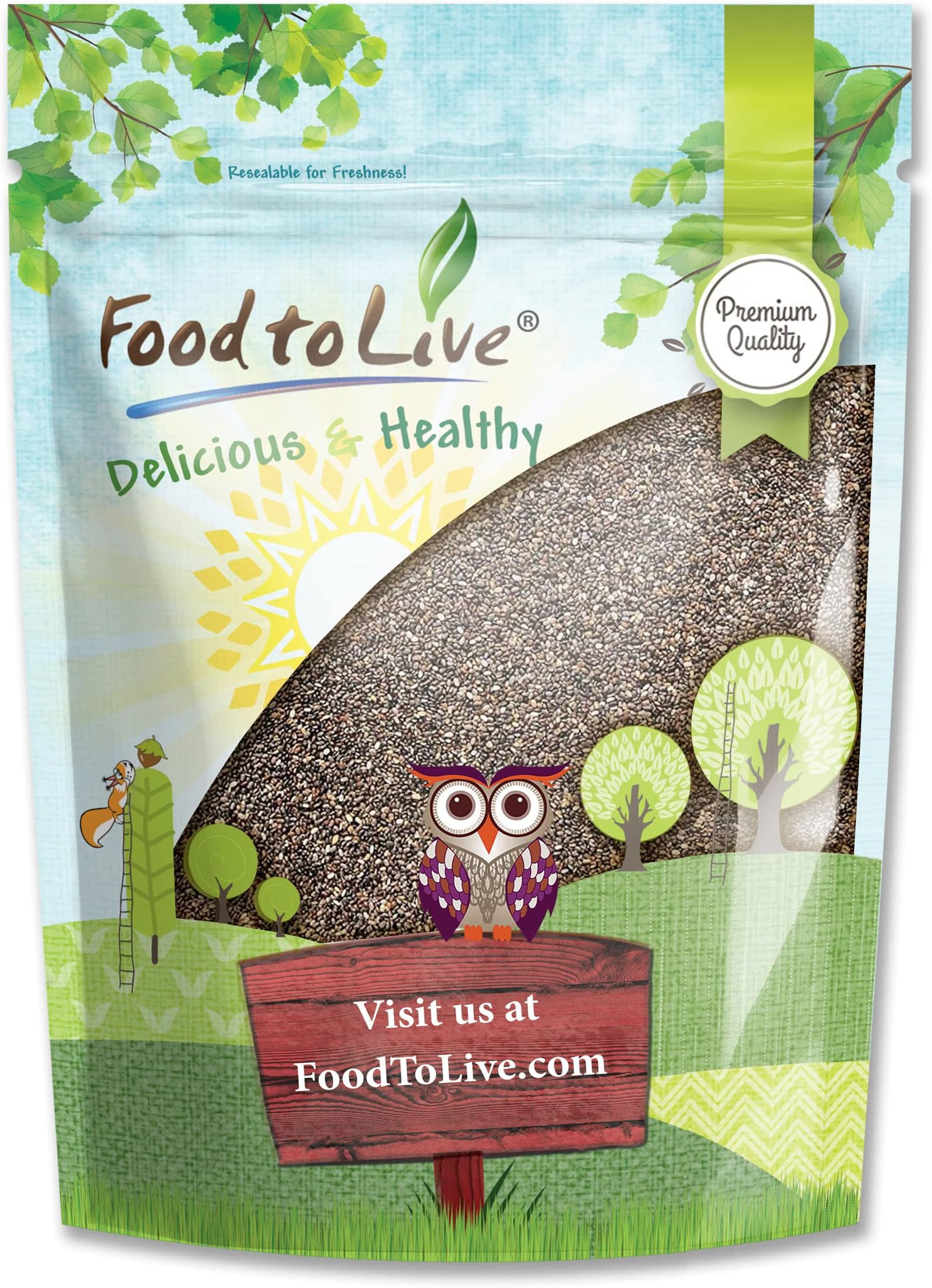 Food to Live Black Chia Seeds, 1 Pound – Whole, Sproutable, Vegan, Kosher, Keto, Sirtfood, Bulk. Rich in Essential Fatty Acids, Fiber, Protein. Great for Chia Pudding, Smoothie, Oatmeal