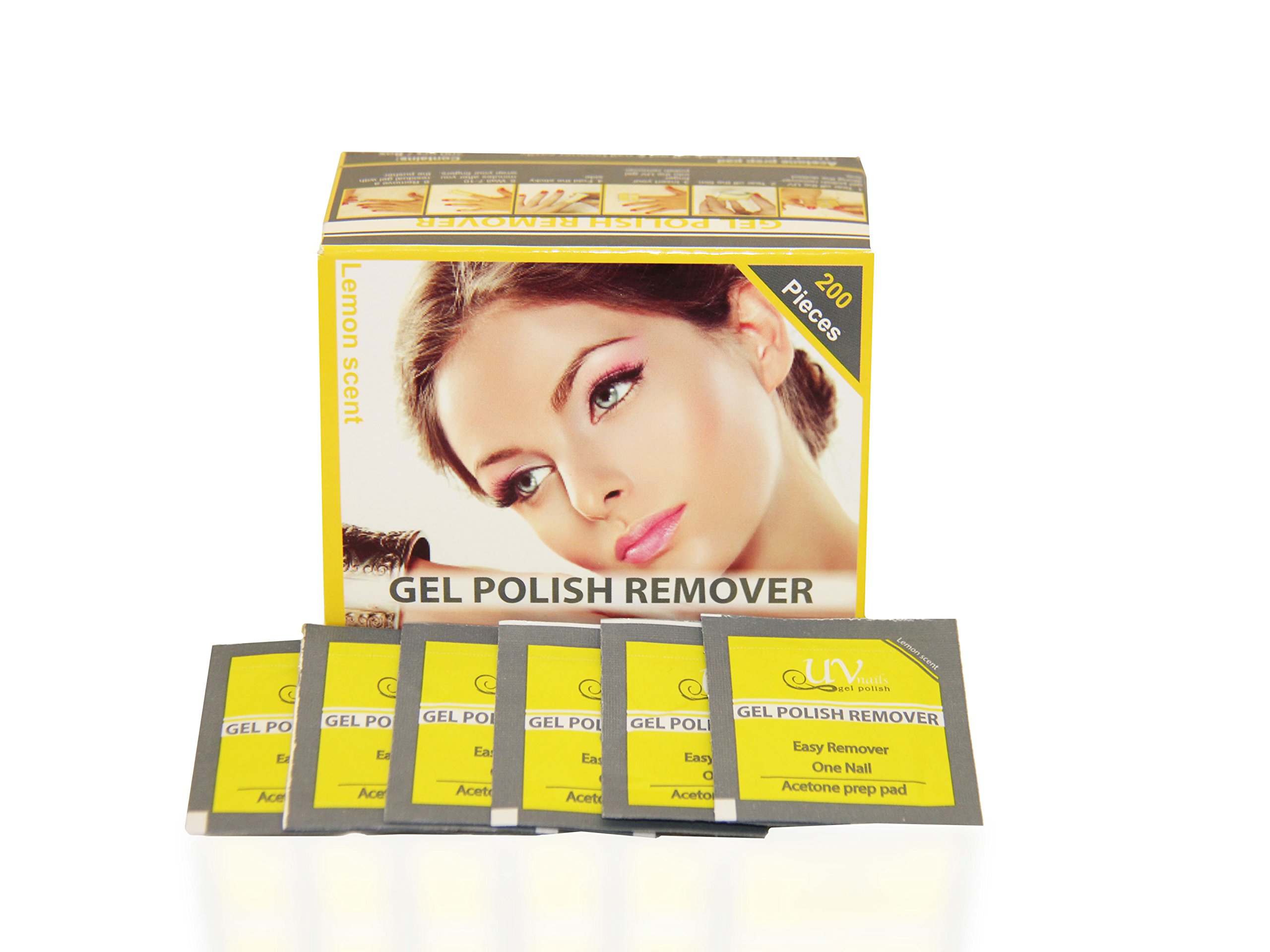UV-NAILS Lacquer & Gel Polish Remover Pads With Acetone Ready to Use. 600 Pieces Count!!! Lemon - Scent