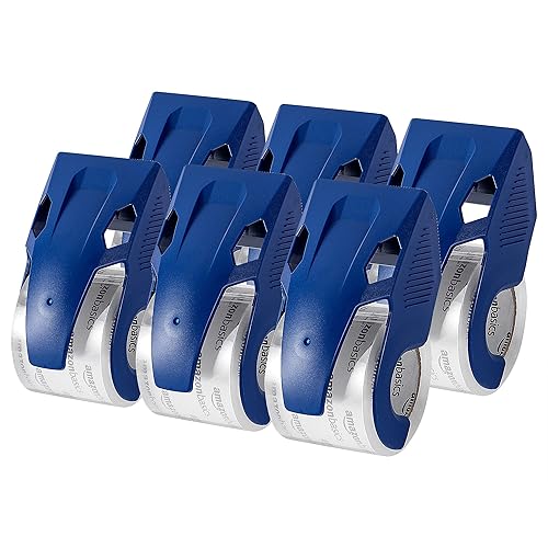 Amazon Basics Heavy Duty Packaging Tape with Dispenser for Shipping, Moving and Storing, 1.88" x 22.2 yds, 6-Pack, 4.33 x 2.64 x 2.36 in