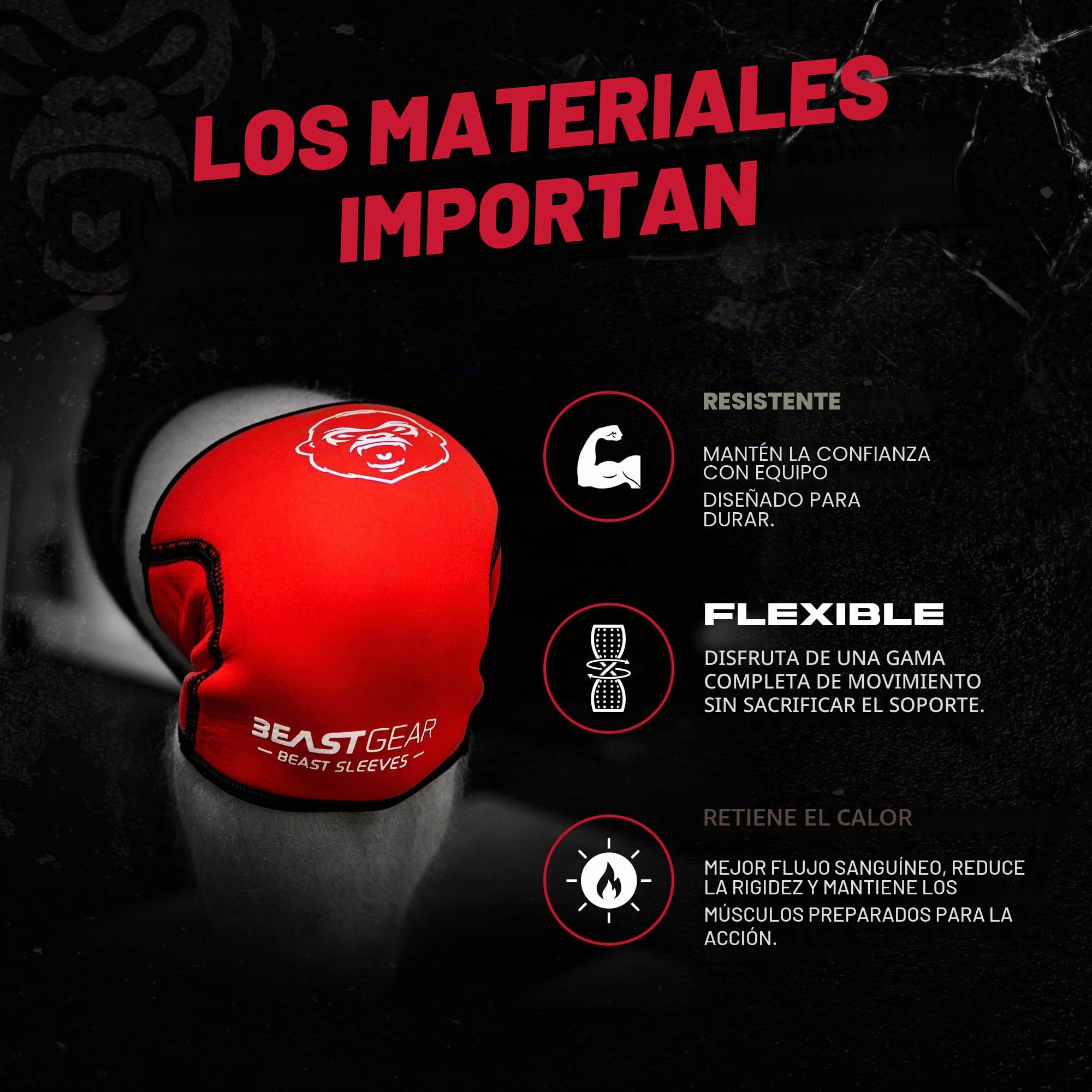 Beast Gear Rodilleras Deportivas - Estabilizador de Rodilla con función Protectora y de compresión - Rodillera Crossfit para Deportes como fútbol, Running y Powerlifting