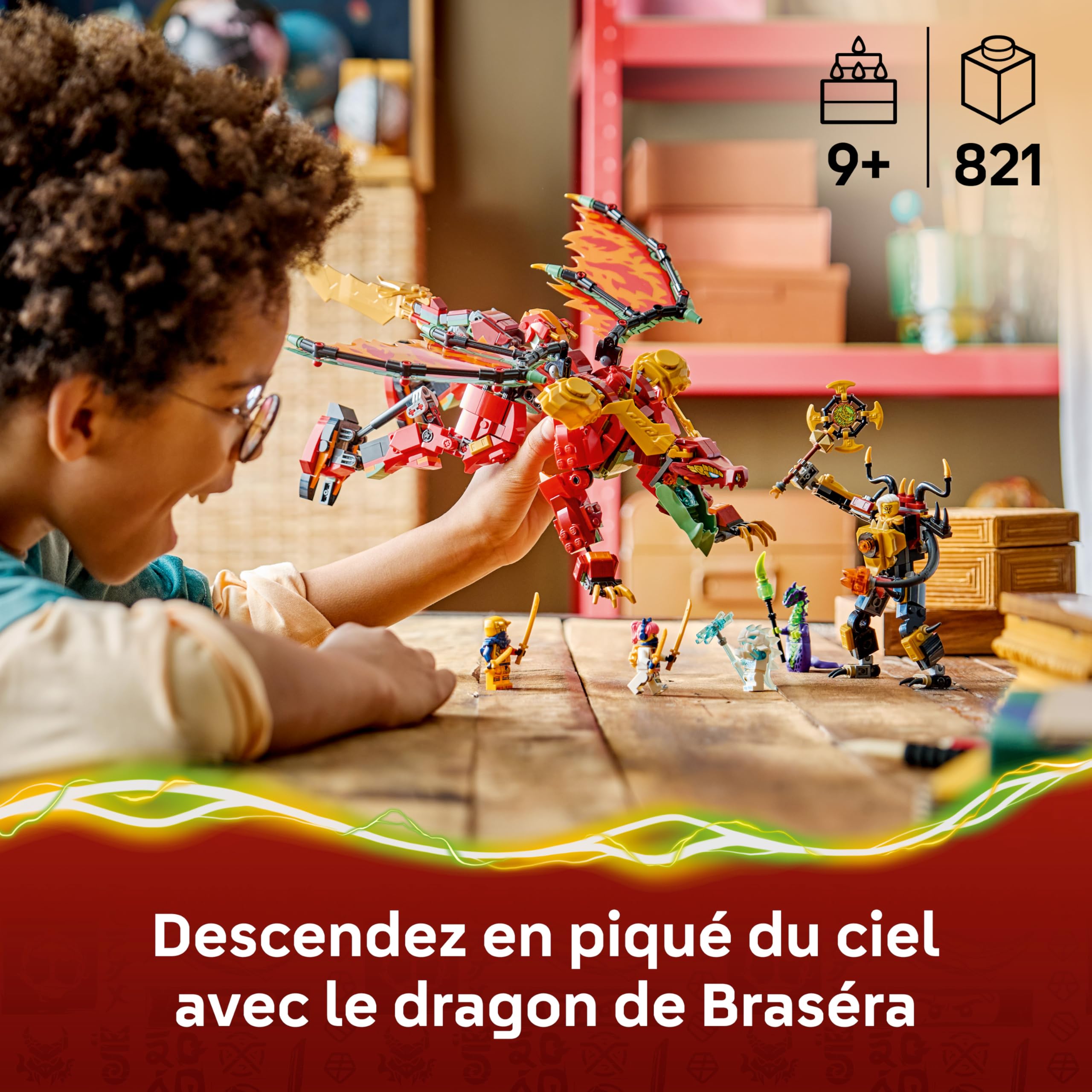 LEGO Ninjago Le Robot Dragon Transformable de Braséra - Jouet Ninja 2-en-1 - Figurine avec Robot de l’Impératrice Béatrix & 6 Minifigurines - Cadeau d'anniversaire pour Garçon dès 9 Ans ou Fan 71868