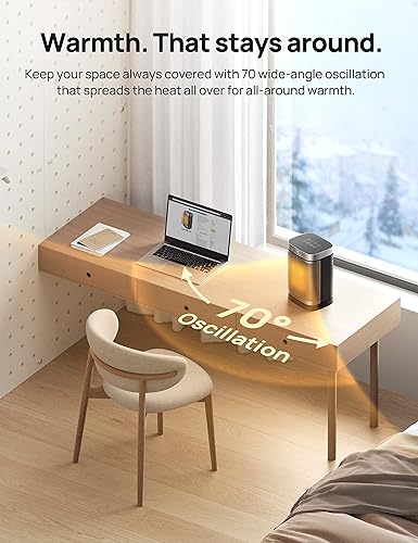 Miniatura 6 de Dreo Calentador de espacio con sensor de movimiento, calentador eléctrico de 1500 W con oscilación de 70, termostato digital, control remoto,