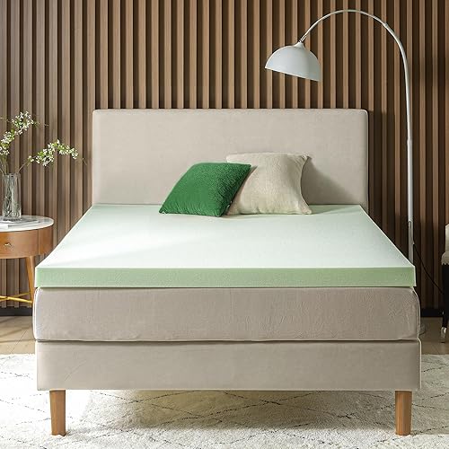 Miniatura 64 de Zinus - Colchón de espuma viscoelástica de té, color verde, 2 pulgadas, espuma viscoelástica, Completo Verde,Blanco
