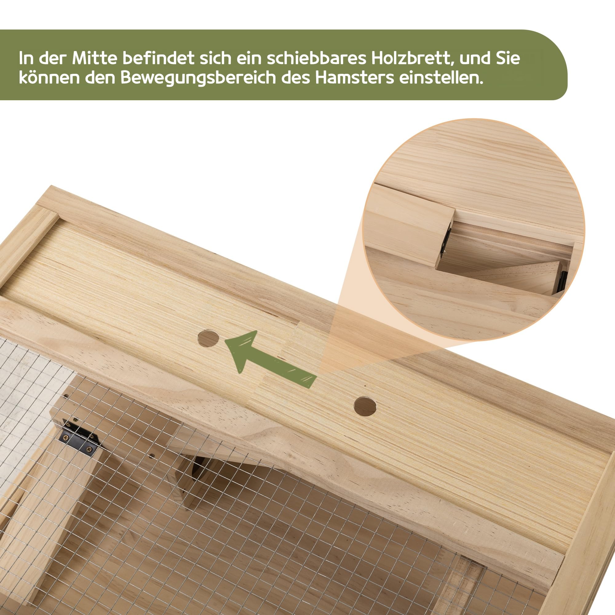 Nagarium - Jaula para hámster de dos pisos de madera natural con cristal acrílico – Grande 60 x 40 x 70 cm, jaula para ratas de libros, jaula de varios niveles con niveles separables y puertas