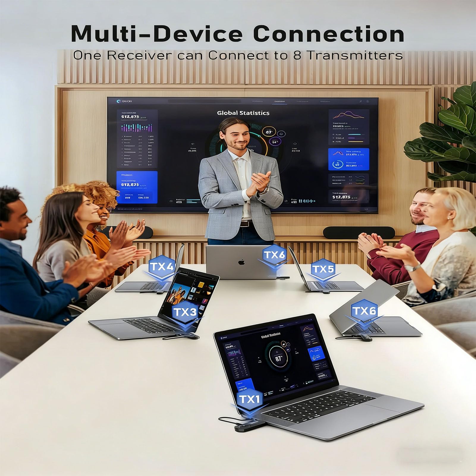 Annadue Bezprzewodowy Zestaw Przedłużacza HDMI 50M, Wejście 4K i Wyjście 1080P, z Adapterami Micro HDMI/Mini, Strumieniowe Przesyłanie Audio-wideo do Laptopa, Kamery do Telewizora i