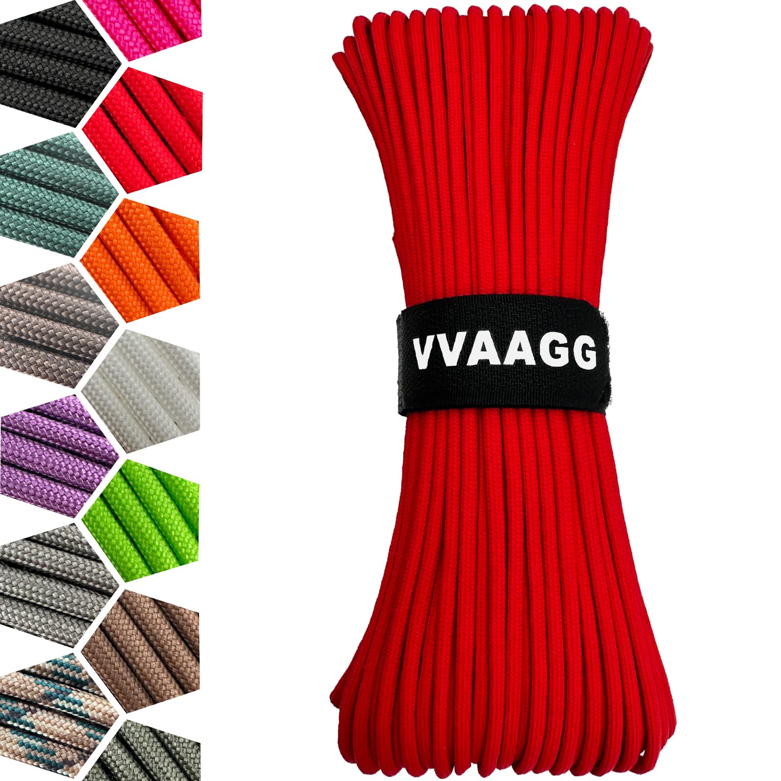 VVAAGG1000lb Red Climbing Utility Cord 100FT, 4mm Utility Heavy Duty 12 Strand Nylon Climbing Camping Rope, Tent Rope, Clothsline Rope