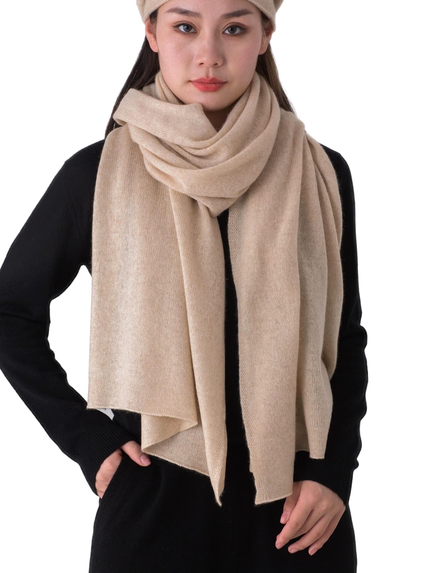 100% Kaschmir Schal XL Strick-schal, weich & warm, hochwertiger Winter-Stola für Damen und Herren