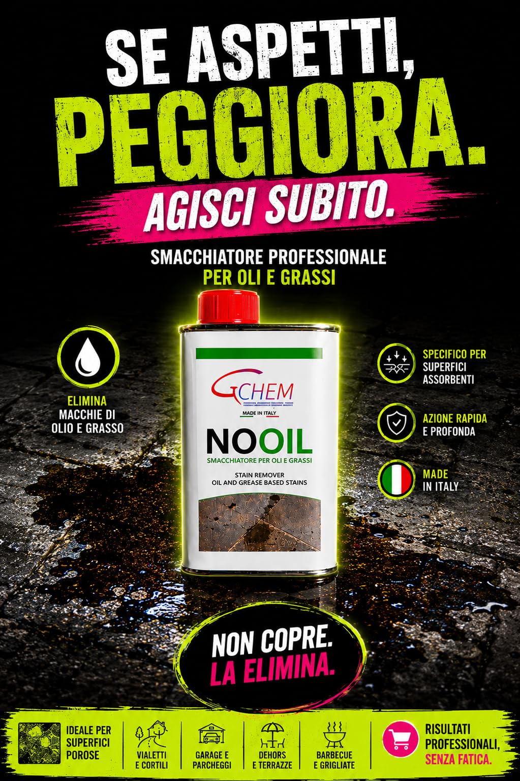 Smacchiatore Professionale Rimuovi Macchie di Olio e Grasso da Marmo, Cotto, Pietra e Cemento - smacchiatore efficace per rimuovere macchie di olio e grasso da qualsiasi superficie in pietra