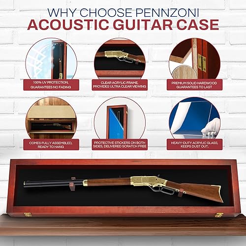 Miniatura 3 de PENNZONI Vitrina de pistola - vitrina con cerradura para rifle - Armarios de armas para rifles y escopetas - Soporte de pared de espada, vitrina de