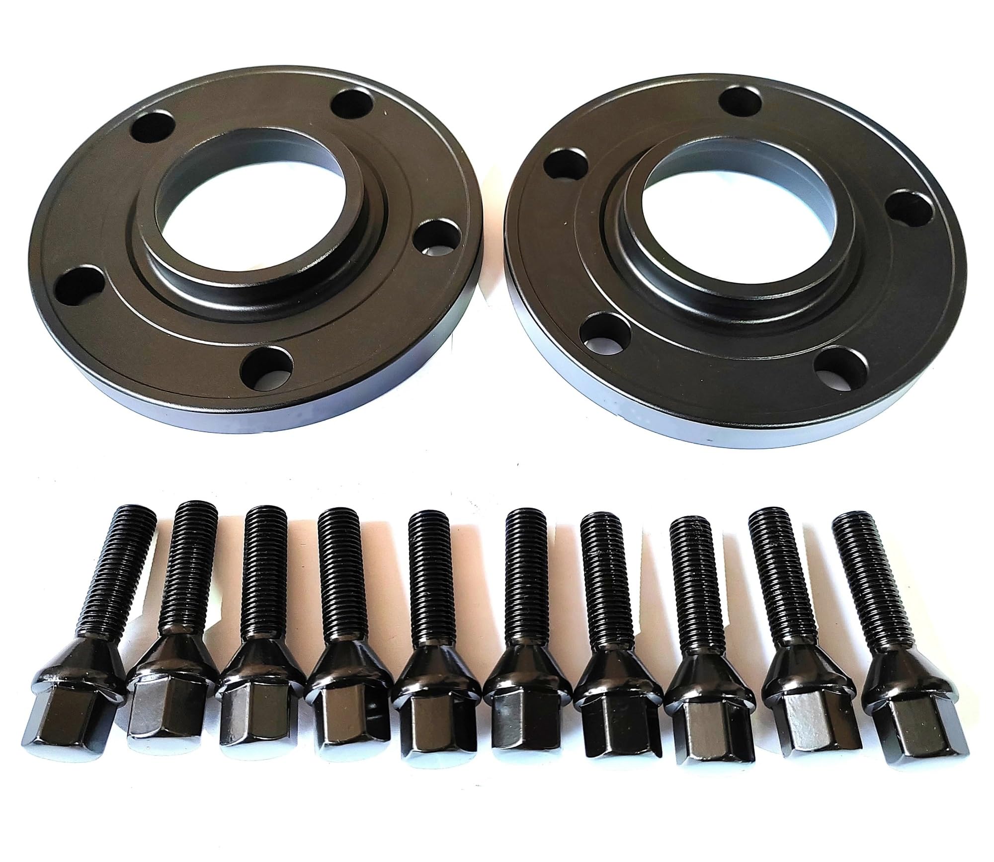 Entretoises Roue Pour BMW G26 G20 I3 G31 I4 G26 X5 G05 E250 Cou | 10 Pièces 14x1.25 Boulons Type Cône 2 Pièces 15MM 5x112 66.6 Entretoises Roue Élargisseurs de Voie(15mm Black)