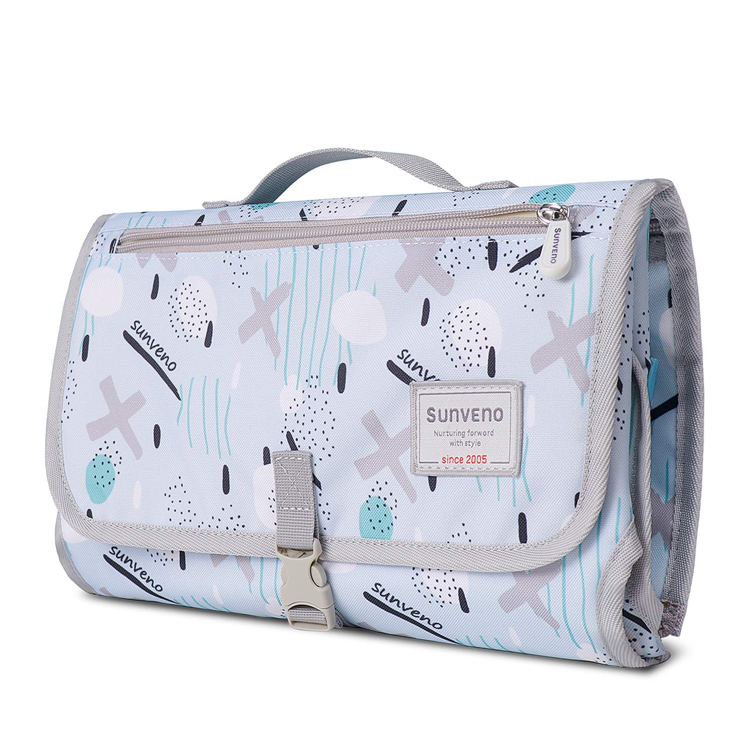 SUNVENO Baby Portable Changing Pad Waterproof Travel Changing Station Perfect for Baby Shower Gifts, Blue