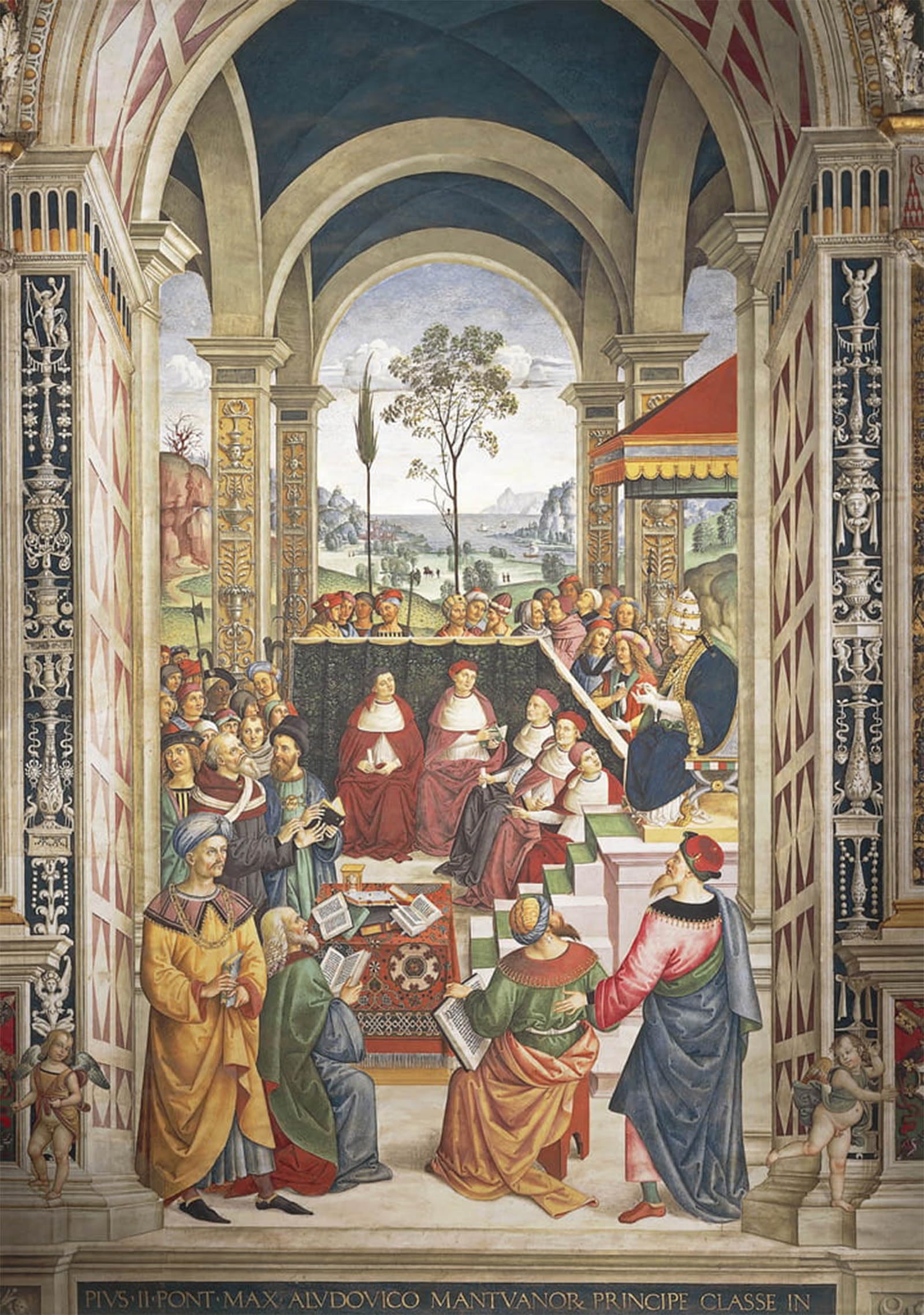 ARTXLXXBN Famous Print Painting Colorful Art Print Italy Athedral Piccolomini Library by Bernardino Di Betto Pinturicchio Canvas Art Decorations for Home Decor 60x90cm