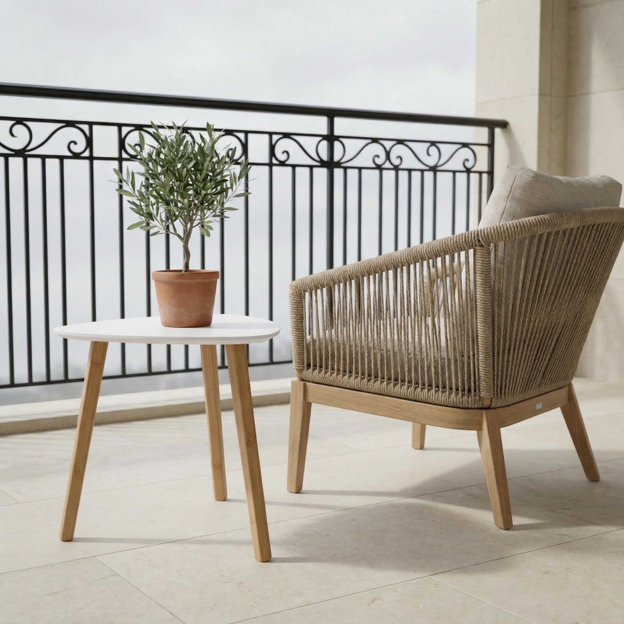 Malme Outdoor Side Table for Balcony & Patio in Choice of Colours and Sizes (White, Large)