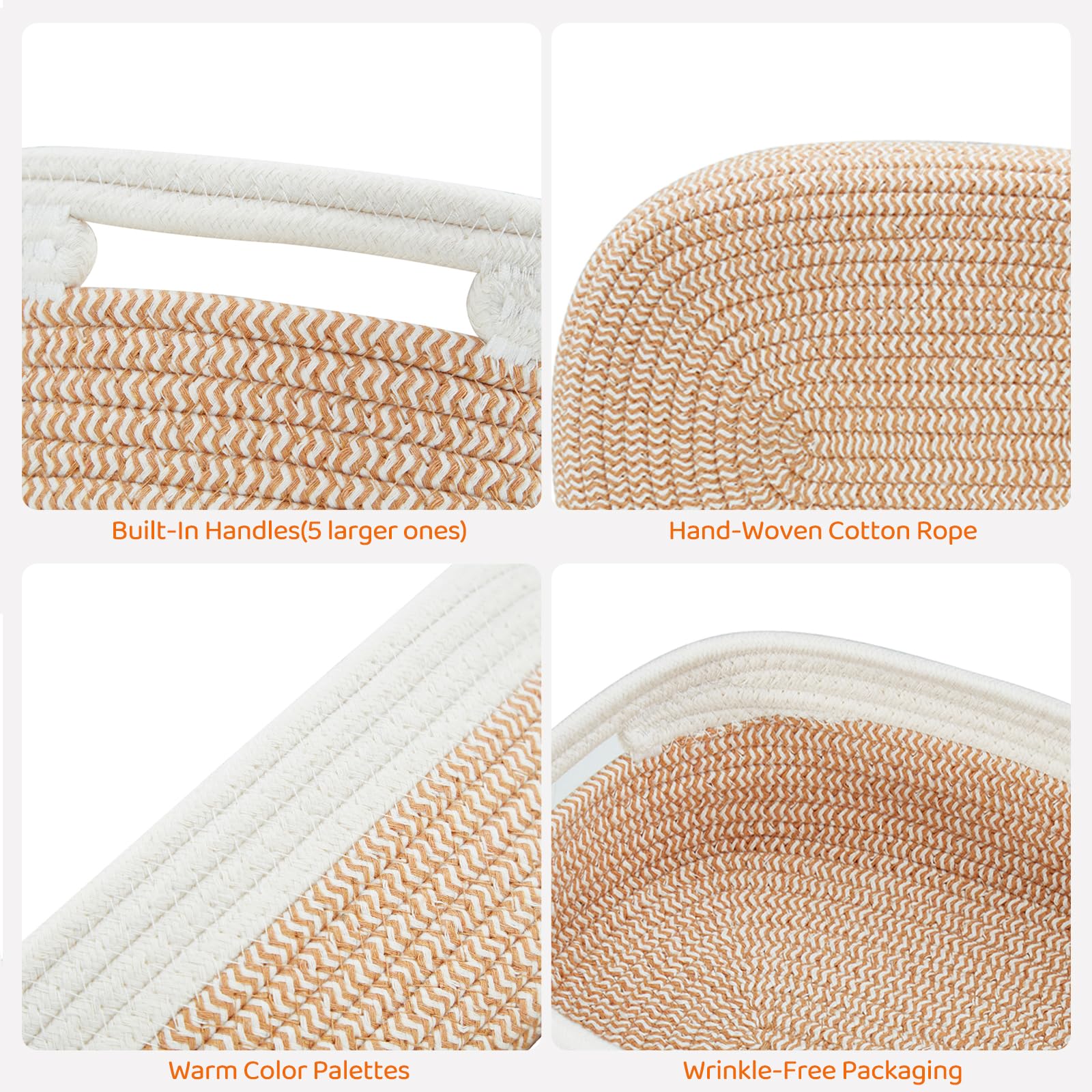 MANGATA Small Decorative Storage Baksets, Cotton Rope Woven Empty Gift Hamper Baskets, Storage Box for Shelf Drawer, Towel - Image 4