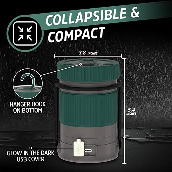 Energizer S-500 Hybrid Power Camping Lantern, Solar, Rechargeable, or AA Battery Powered, IPX4 Water Resistant Bright LED Lantern