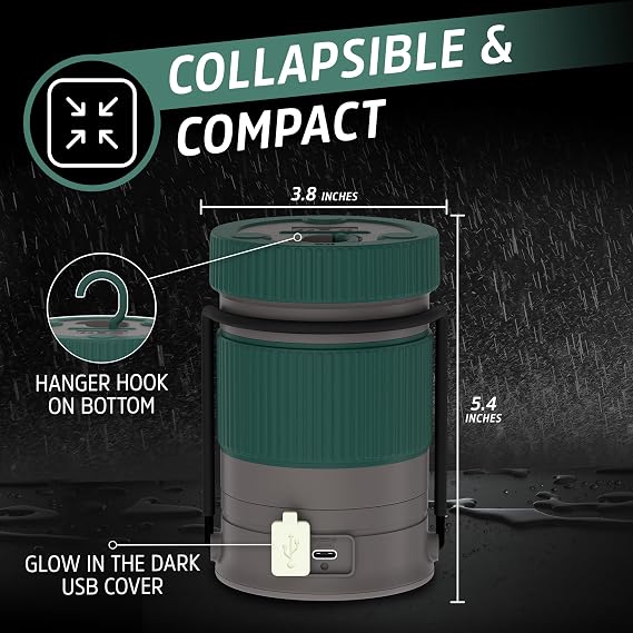 Energizer S-500 Hybrid Power Camping Lantern, Solar, Rechargeable, or AA Battery Powered, IPX4 Water Resistant Bright LED Lantern