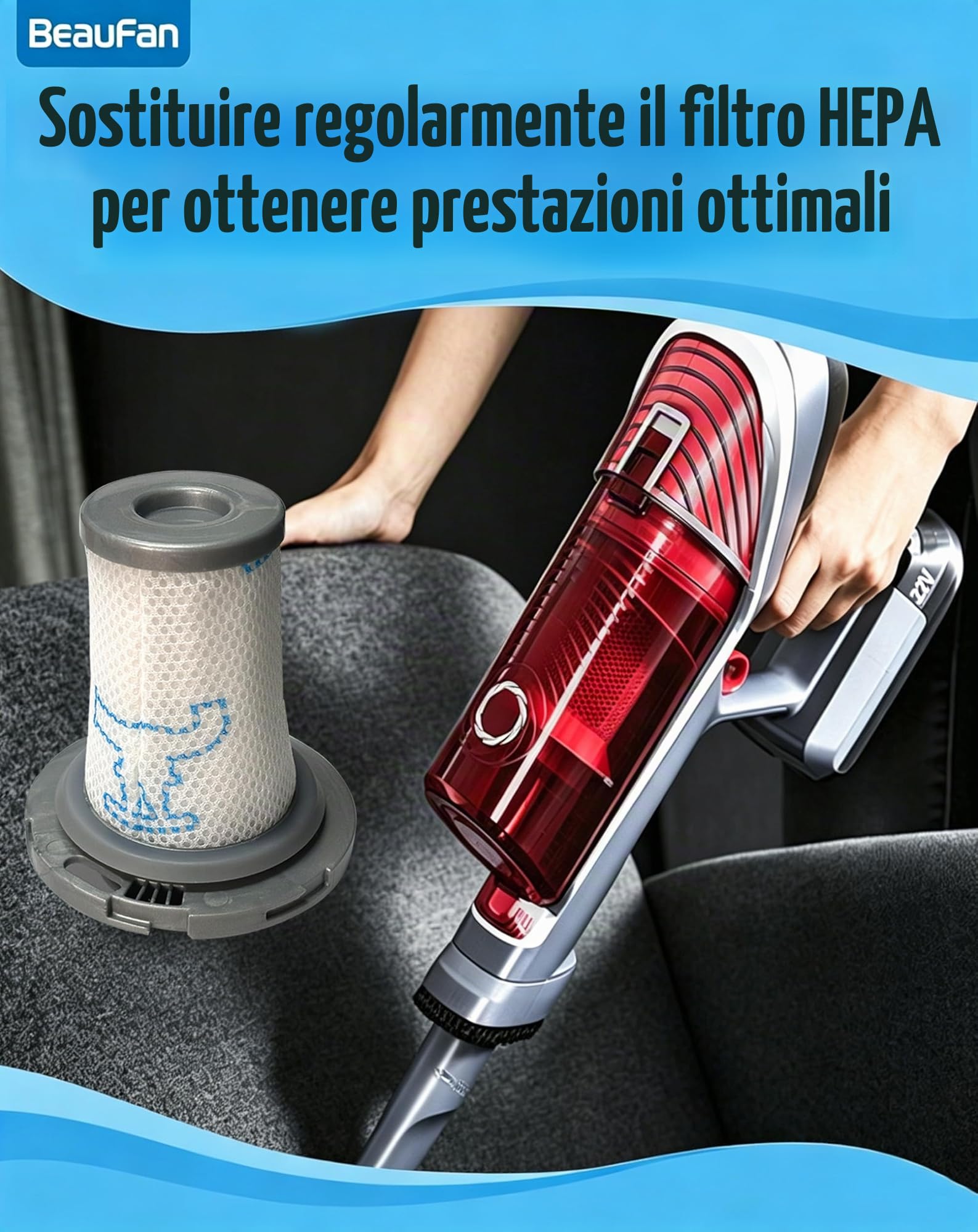 Confezione da 4 filtri Compatibile con Rowenta X-Force Flex 8.60 RH96 Serie RH9611 RH9637 RH9638 RH9639 RH9677 RH9678 & X-PERT 6.60 RH68 Serie RH6821 RH6837 6838 RH6878 Cordless Aspirapolvere