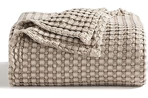 Bedsure Waffle Knit Taupe Queen Size Blanket