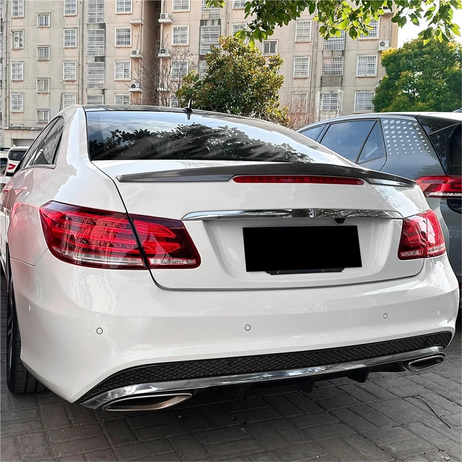 Kompatybilny z Mercedes benz E klasa Coupe W207 C207 E200 E250 E300 E350 2009-2016 tylna pokrywa bagażnika Boot Ducktail Lip Spoiler skrzydła(Carbon Fiber Look)