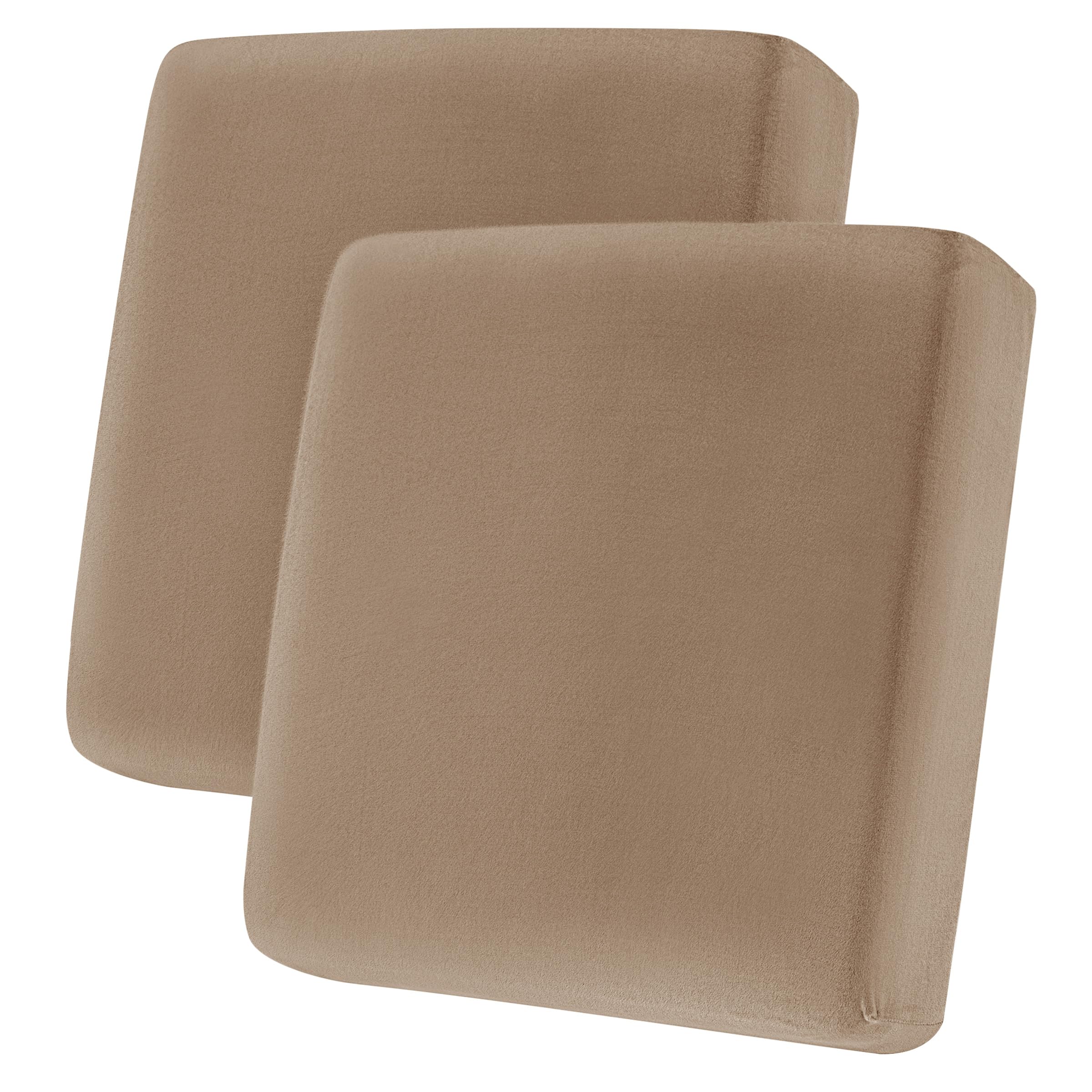 Photo 1 of CHUN YI Velvet Couch Cushion Covers, 2PC Water Resistant Loveseat Cushion Covers for 2 Cushion Couch, Individual Seat Cushion Covers Cushion Protector Slipcovers for Pets (2 Pack, Camel)
