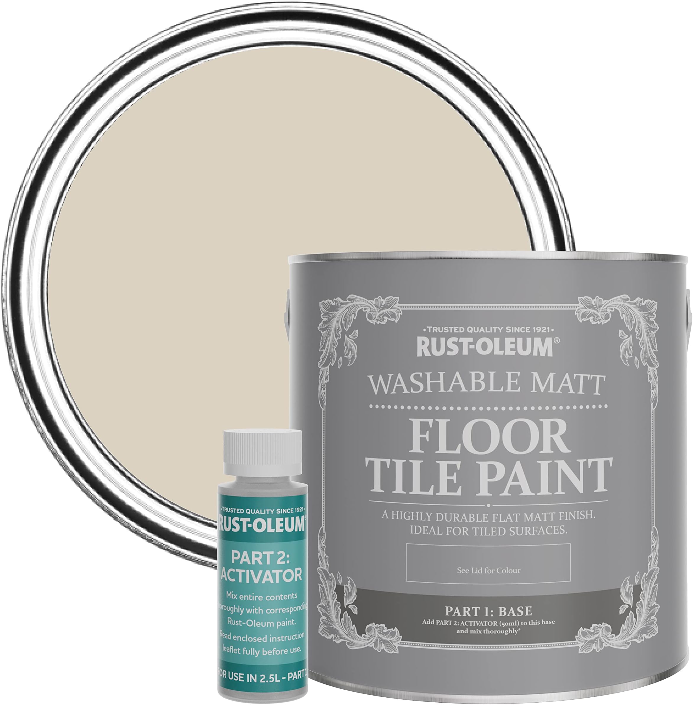 Rust-Oleum Beige Washable Matt Floor Tile Paint - Hessian 2.5L