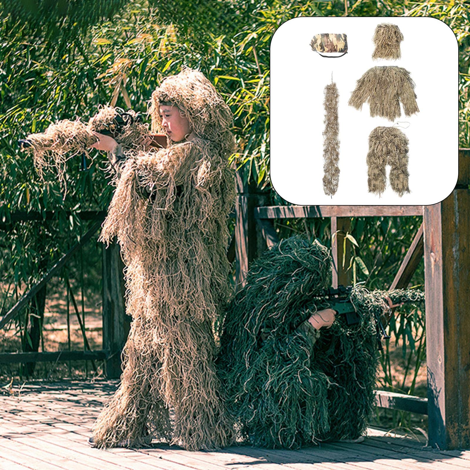 Almencla Tenue de pour Enfants, Jeu de Guerre, Jungle, Marron 110~140 CM